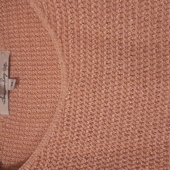 EUC American Rag medium light pink long sleeve knitted sweater scoop neck - Picture 2 of 5